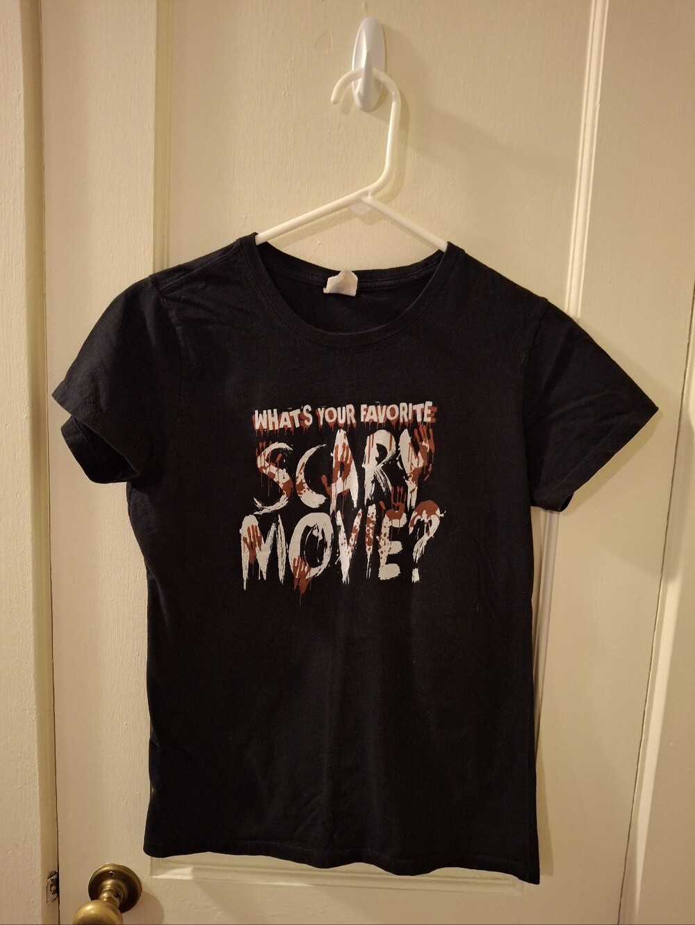 Black Graphic Tee - "What's Your Favorite Scary Movie?"